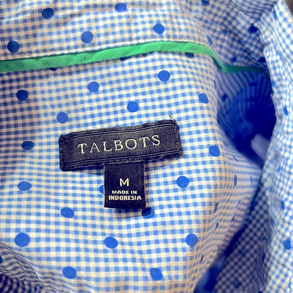 Talbot’s Blue patterned cotton button down long sleeved shirt M - Picture 5 of 5